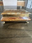 Vintage Italian Onyx Marble Stone Jewelry Trinket Box With Brass Claw Feet — photo 9