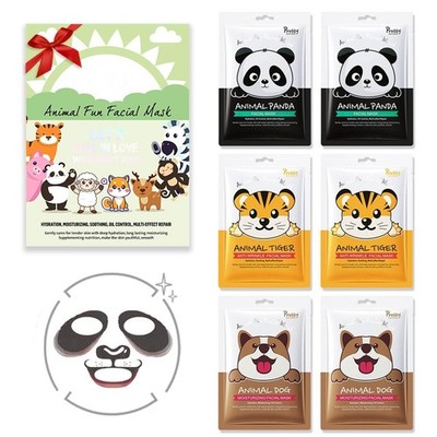 Animal Sheet Face Masks Hydrating Soothing 6Pac Skincare Spa Party Sleepover Use