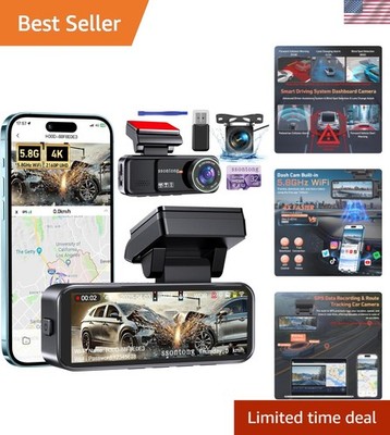 ADAS Enabled 4K Dash Cam Front and Rear - Built-in GPS & 32GB Card included