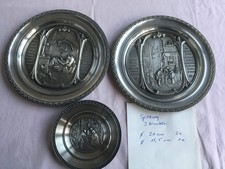 3 Stück WMF  Zinn Teller mit Spitzweg Motiven Durchmesser 21 bzw. 12,5cm