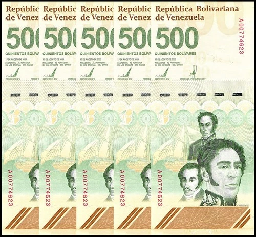 VENEZUELA 500 DIGITALES banknotes 5 2023-2025 2.5 BILLION bolivars USA