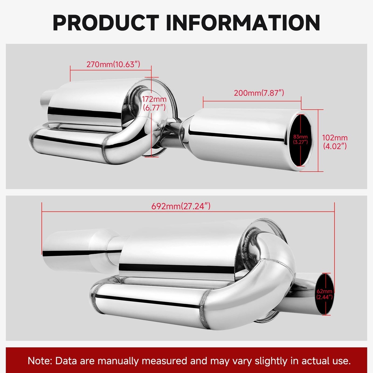 JDM Twin Loop Exhaust Muffler 2.5
