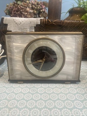 Vintage Metamec Mantle Clock Electric Full Working Order - faux marble UB