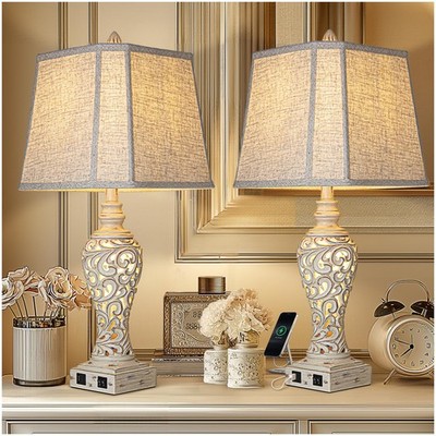LuxSight Collection 28.5'' Table Lamps Set of 2 - 28.5 inch, Cream-Set 2 