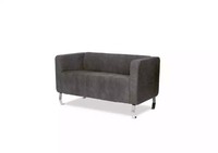 Schwarzer Zweisitzer ArbeitszimmermöBel Graue Luxus Couch TextilmöBel