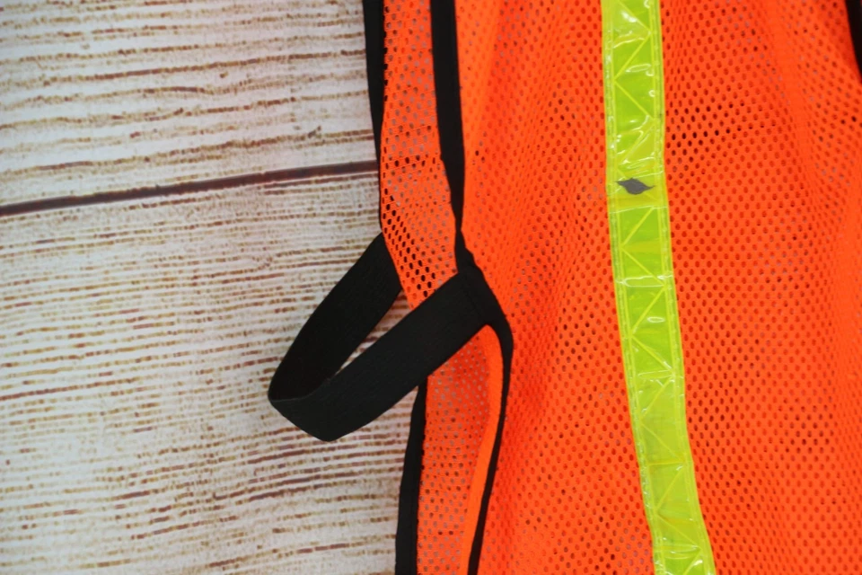 River City Garments Adult One Size Mesh Safety Vest Neon Orange Yellow - Image 2 of 4