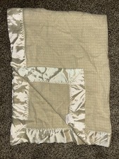 VTG Chatham Cream/Yellow Waffle Weave Satin Trim Baby Blanket USA MADE Acrylic 