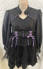 Whimsy Goth Black Lace Dress Dark Romantic Punk Steampunk Size Small NWT