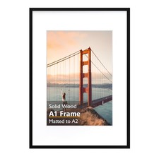 A1 Picture Frame, Black Solid Wood Frame with Acrylic Plexiglass for Pictures...