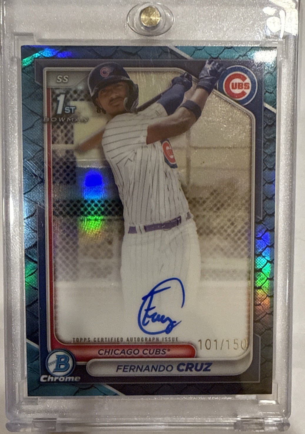 Fernando Cruz 2024 Bowman Chrome Auto Blue Refractor #CPA-FC 101/150