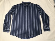 Van Heusen Shirt Mens XL Blue Stripe Long Sleeve Button Front Dress Collared