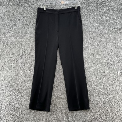 Rochas Pants Womens 40 Black Lightweight Wool Straight Ankle Dress Party Career
