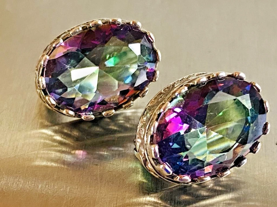 Brincos femininos exclusivos de prata esterlina 925 prata topázio místico 1,8cm7,22g - Imagem 3 de 4