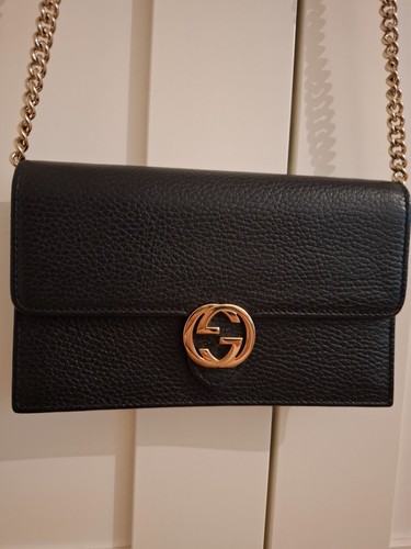 Gucci Interlocking Crossbody Bag Handbag Leather Like New
