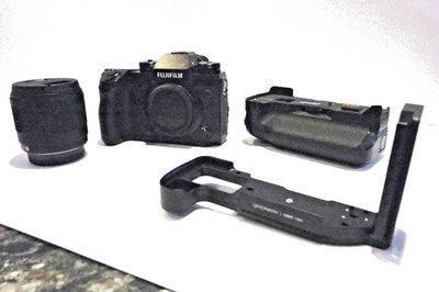 Fuji XH-1  24.3MP mirrorless black camera with Viltrox 9mm lens and battery grip