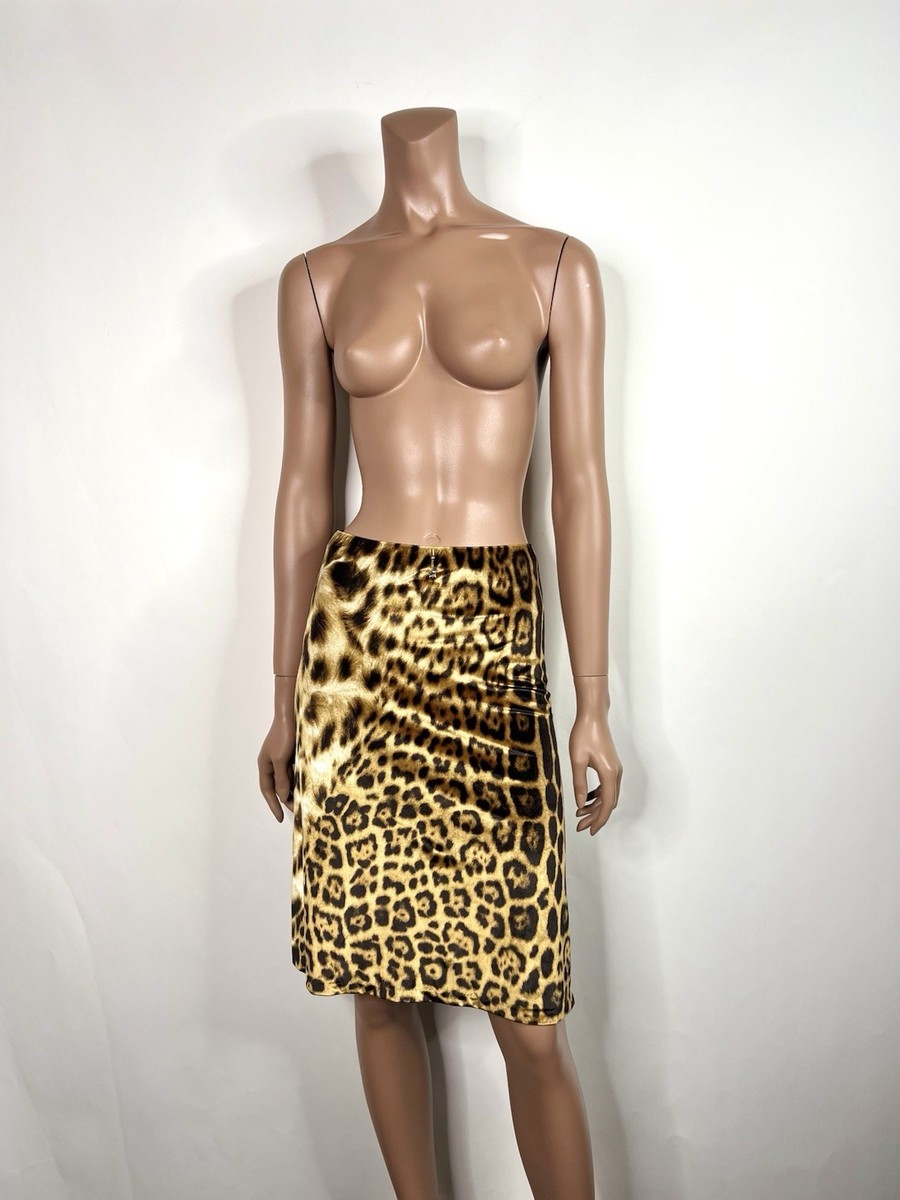 Vtg Roberto Cavalli Leopard Print Stretch Velvet Skirt XS | eBay