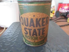 Vintage Quaker State Motor Oil One Quart Tin / Metal Soldered Seam Oil Can