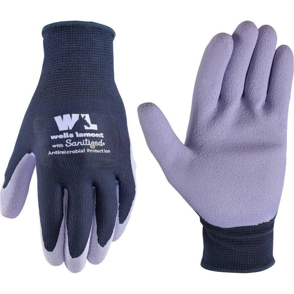 Sanitized Coated Work and Gardening Gloves for Women Navy Large Size