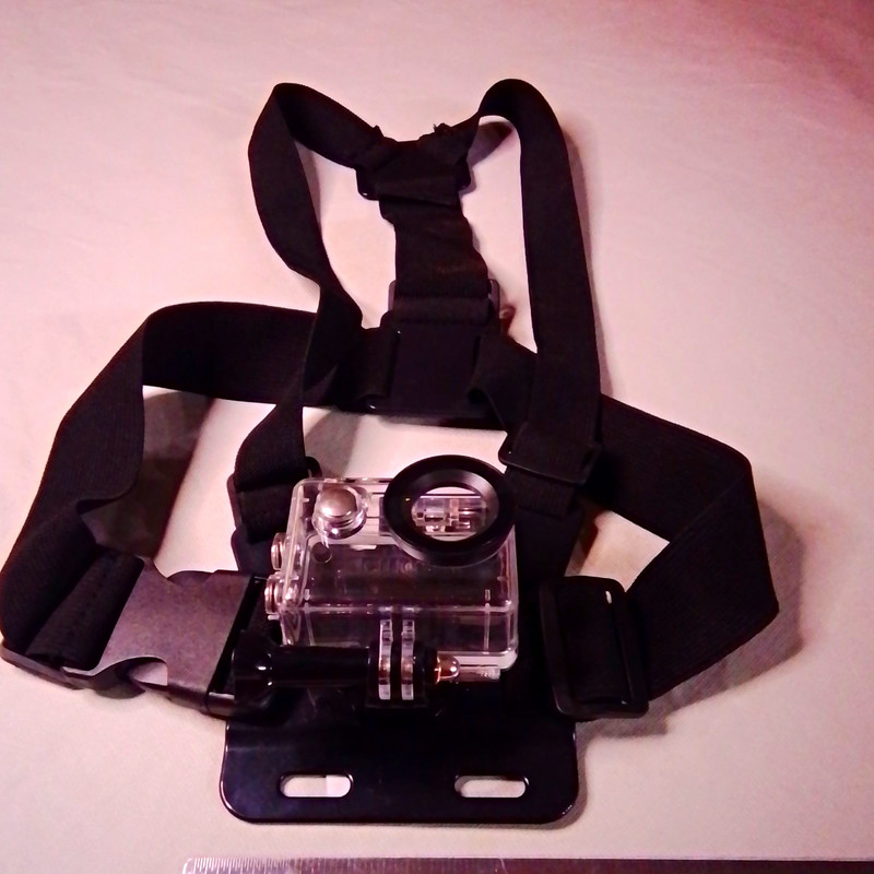 Clear Underwater Camera Case/Housing w/ Black Chest Harness Mount, Scuba Gear