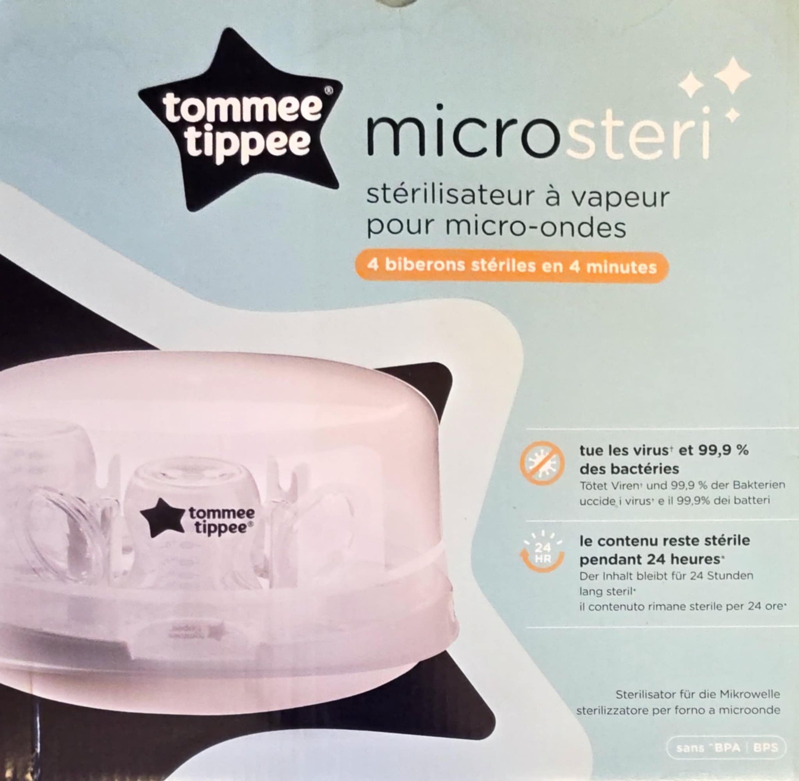 Tommee Tippee Closer to Nature Microwave Steam Steriliser Holds - 4 x Bottles