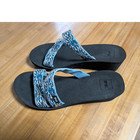Sandalias de cuña para mujer Teva negras/azules/blancas geométricas con tiras sin cordones 10
