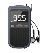 Portable Pocket Radio AM/FM Best Reception LCD Display Headphones Rechargeable