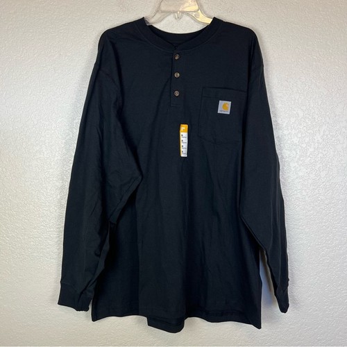 Carhartt Black Long Sleeve 1/4 Button Up Pullover Henley Shirt size XL New - Afbeelding 1 van 9