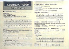 Casio Original "Acerca de MIDI" Hoja de Información para el Teclado Casiotone CT-6000