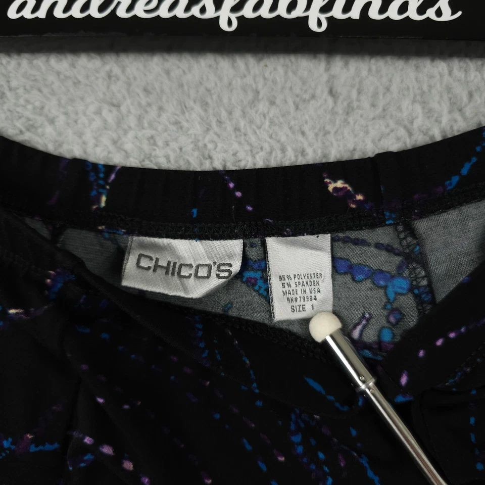 Chicos Skirt Womens 1 US M Black Blue Purple Abstract Slinky Knit Pull On Midi - Image 3 of 4
