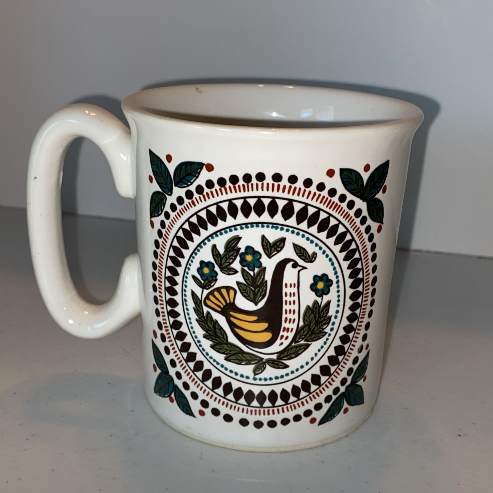 Vintage Pfaltzgraff Bohemian Bird & Floral Coffee Tea Mug Cup