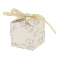 20 StüCk Candy Geschenkboxen Mit Schleife, 7X7X7Cm, Champagner
