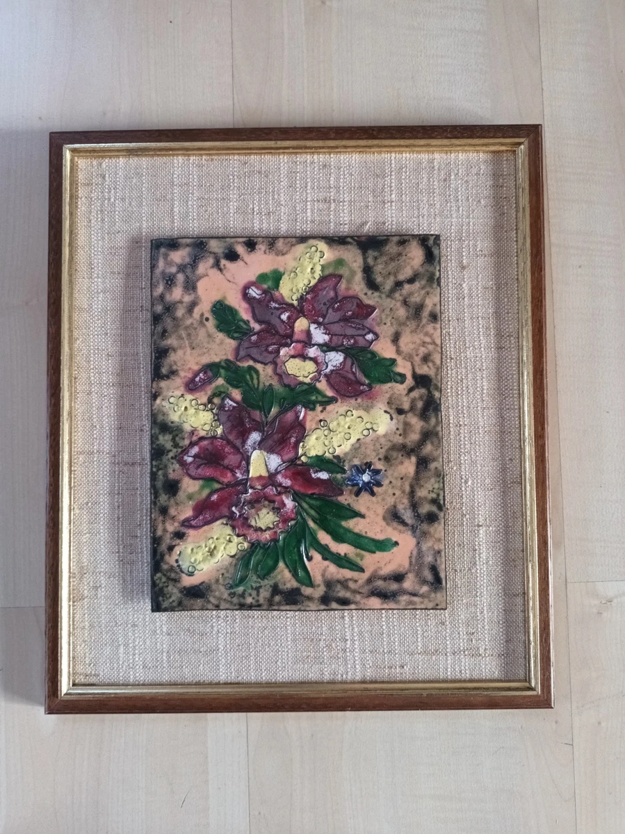 Kupfer/Emaillebild Blumen