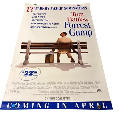 Forrest Gump 1994 Video Store Movie Poster Tom Hanks Paramount 27''x41''