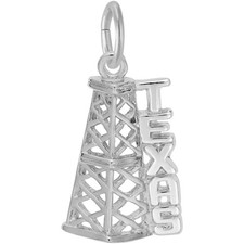 Texas Oil Rig Charm - Metal - Sterling Silver