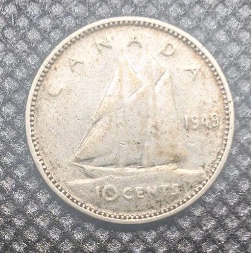 Canada 1949 10 CENT  -  average circulated 0.8 Silver coin canada