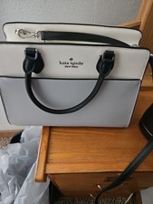 Kate Spade New York Colorblock Satchel Top Handle Bag Gray White Black