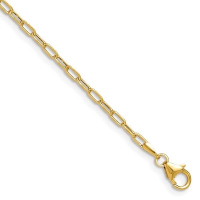 14k Gelbgold 2,2 mm halbmassiv abgeschrägt Diamantschliff Büroklammer Kette Armband 7''