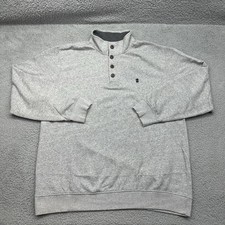 Izod 4527059 Mens Size XL Gray Mock Neck 1/4 4-Button Fleece Pullover Sweatshirt