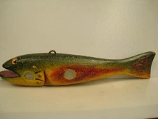 Duluth Fish Decoys DFD RAINBOW Trout 15" DAVID PERKINS 4 Coins WOOD CARVED TAIL