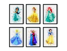 Princess Character Wall Prints, A4 Size, Unframed, Set of 6 Prints