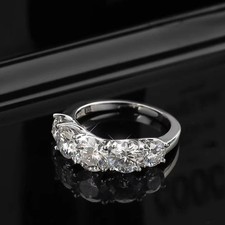 2.60 CTW Round Cut Moissanite Eternity Band Ring 14k White Gold Plated For Her