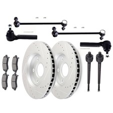 Front Tie Rod End Sway Bar Link w/ Brake Rotor Pad For Chrysler Town 2008-2016