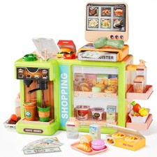 Grocery Playset with Realistic Cash Register Toy, Scanner, Play Food, Coffee ...