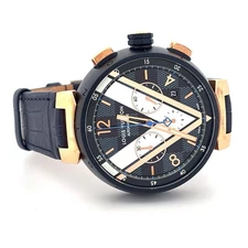Louis Vuitton Tambour Damier Cobalt QA090 TX7960 46mm Automatic Chronograph 18K
