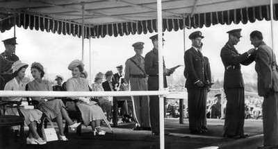 King George VI presenting award to Paramount Chief during a Milita- Old Photo