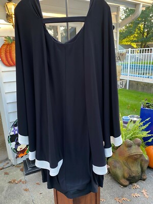 SL Fashions New York LITTLE BLACK DRESS Women's XL WHITE TRIM CAPED SLNY  CLASSY | eBay