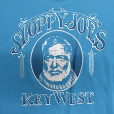 Vintage Sloppy Joes Women's T-shirt OS Blue Key West Hemingway USA Made Cropped