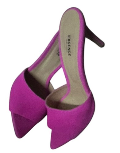 L’agence Shoes Pink Sz 38.5 Sandals Neon Pink Suede Size 8.5 Worn Once - Imagen 4 de 7