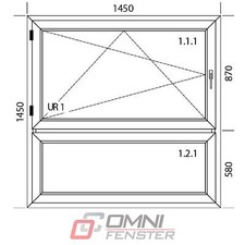 Kunststofffenster mit Unterlicht 145 x 145 cm weiß Dreh-Kipp | Fenster nach Maß