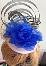 Kentucky Derby Style Fascinator Headband - Blue and Black